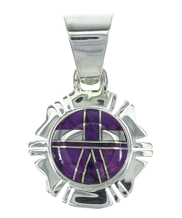 Sterling Silver And Magenta Turquoise Inlay Southwestern Pendant YX67059